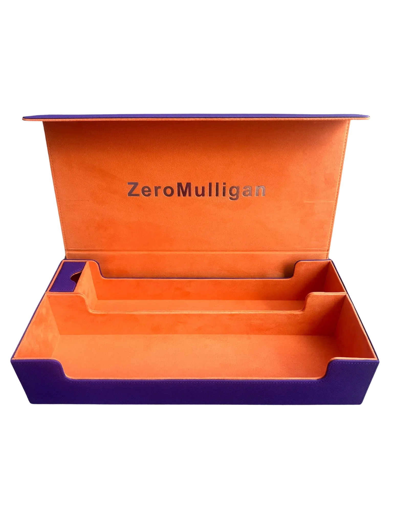 Deckbox Fortaleza Zero Mulligan abierta con compartimentos
