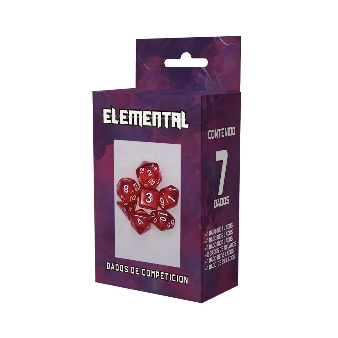 Set de dados Elemental color Rojo